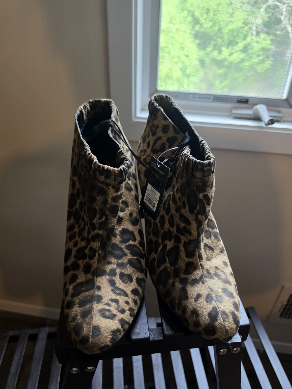 Sam & Libby Leopard Print Ankle Booties in Brown and Black